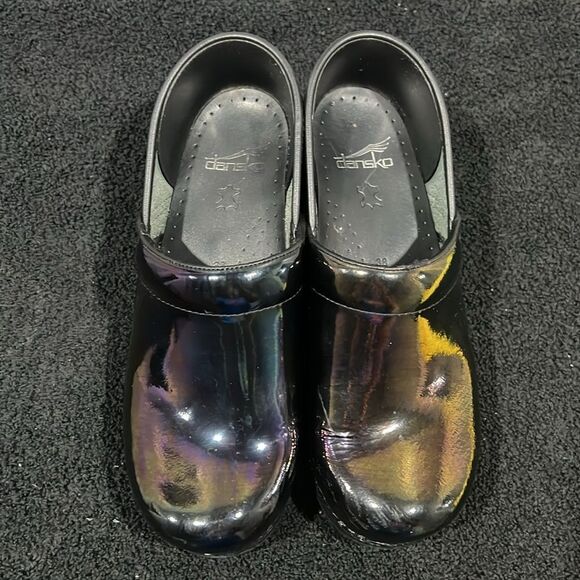 🔥🔥 DANSKO Petrol Iridescent Patent Leather Slip On Clogs Women EU 38 / US 7.5- - Picture 5 of 14